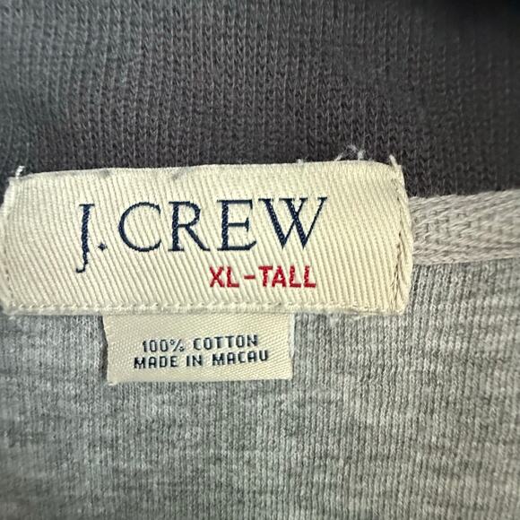 J Crew Sweater Mens XL Tall Quarter Snap Mock Neck Gray Pullover 100% Cotton - Picture 5 of 5